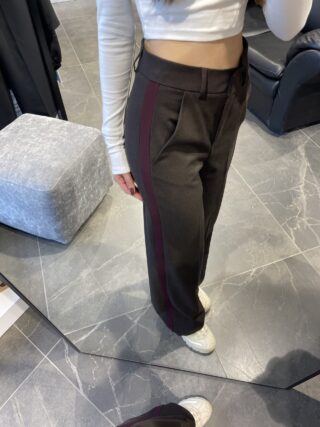 Bordo Şeritli Pantolon