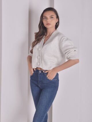 Ekru Crop Hırka
