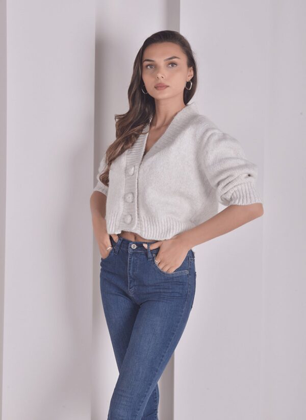 Ekru Crop Hırka