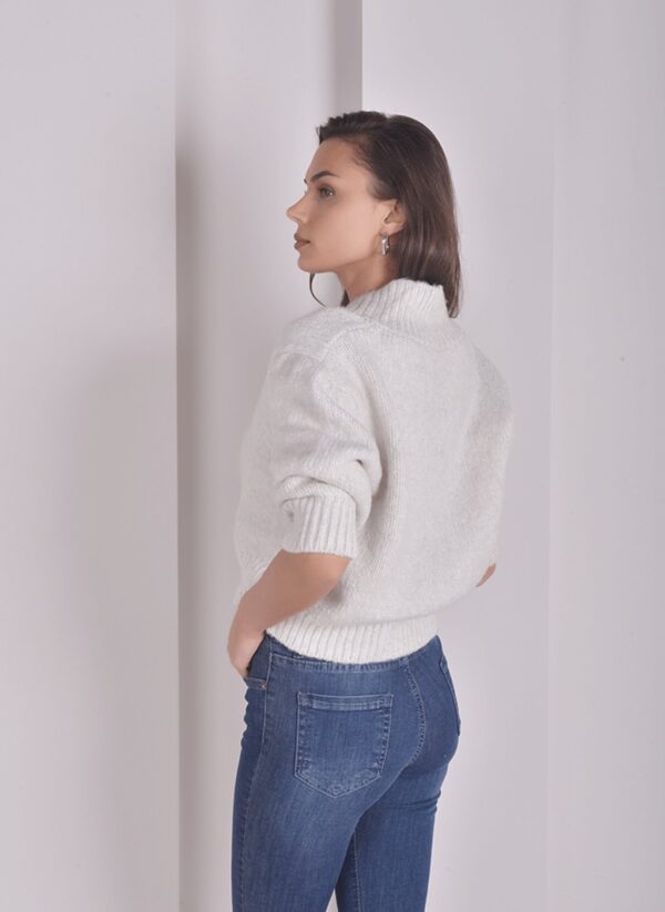 Ekru Crop Hırka - Görsel 2