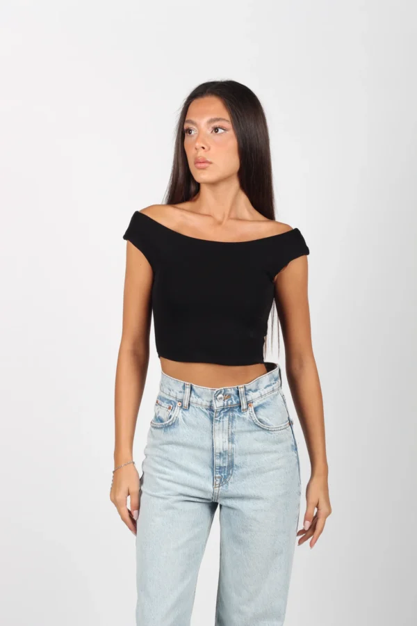 Kayık Yaka Crop - Görsel 2