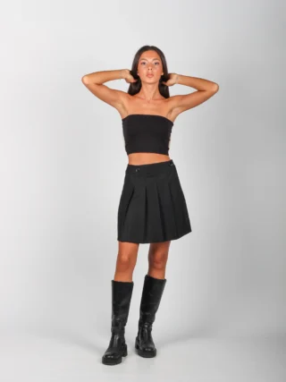 Önü Pile Ve Düğme Detaylı Etek