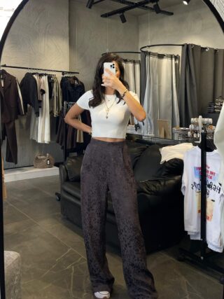 BELİ LASTİKLİ JAKARLI PANTOLON