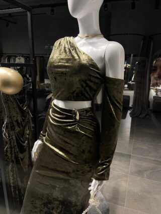 Beli Açık Kadife Elbise